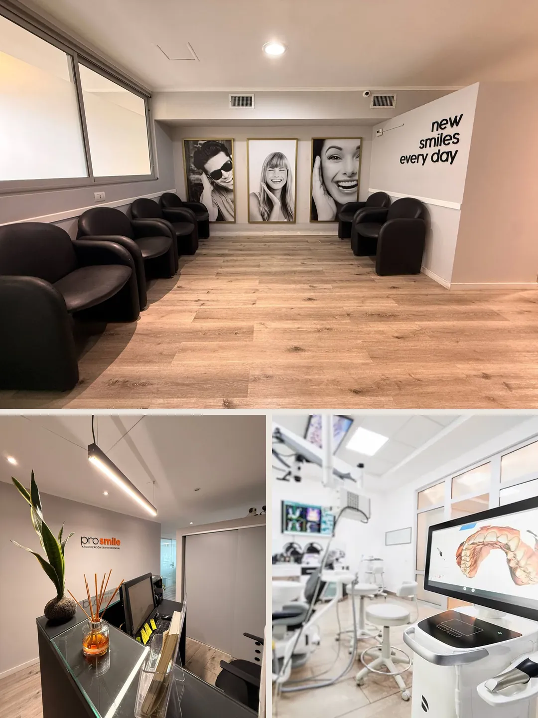 Sala de espera, recepción y escáner intraoral 3D en Prosmile Dental Córdoba